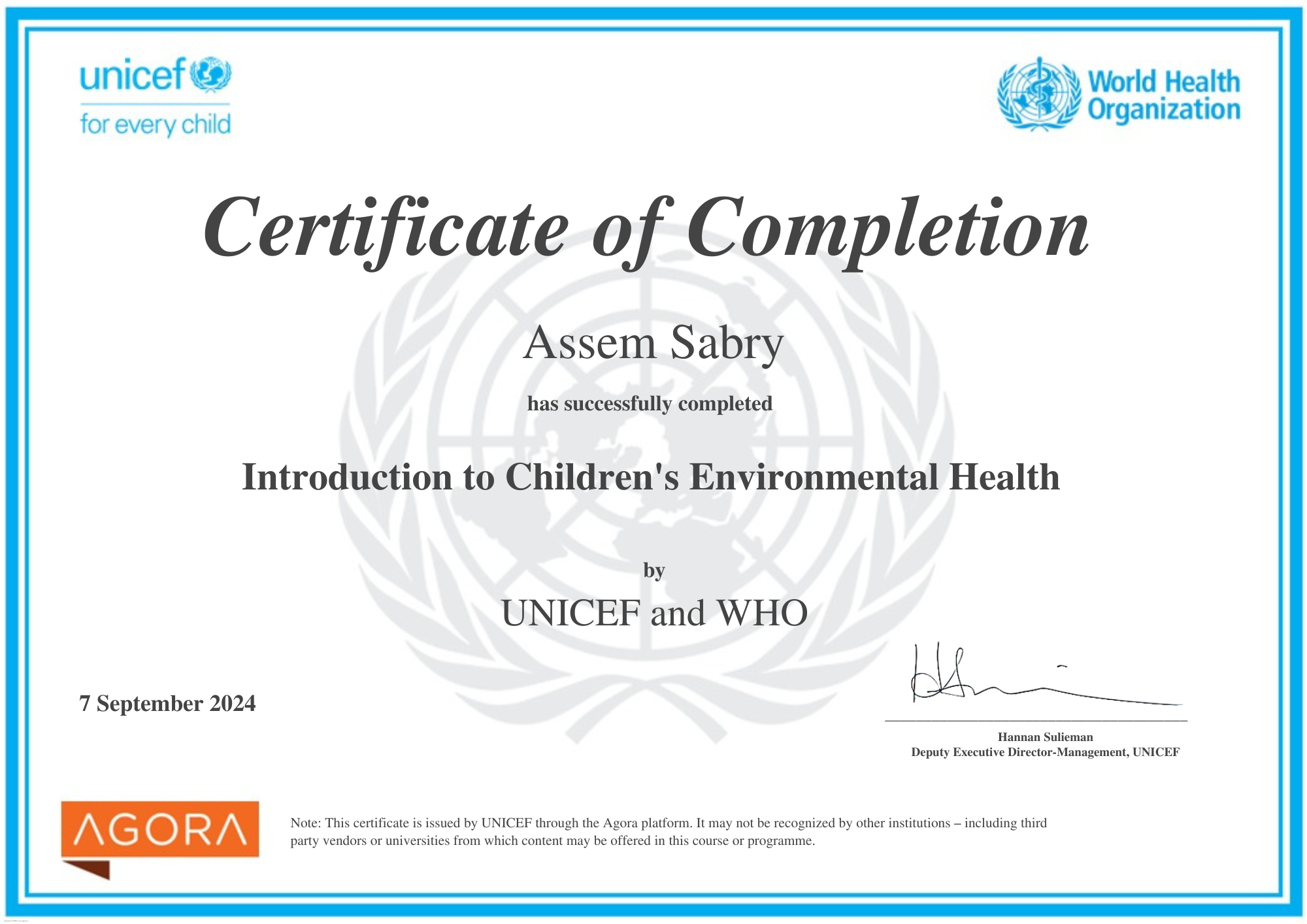 UNICEF & WHO - Introduction to Children's Environmental Health