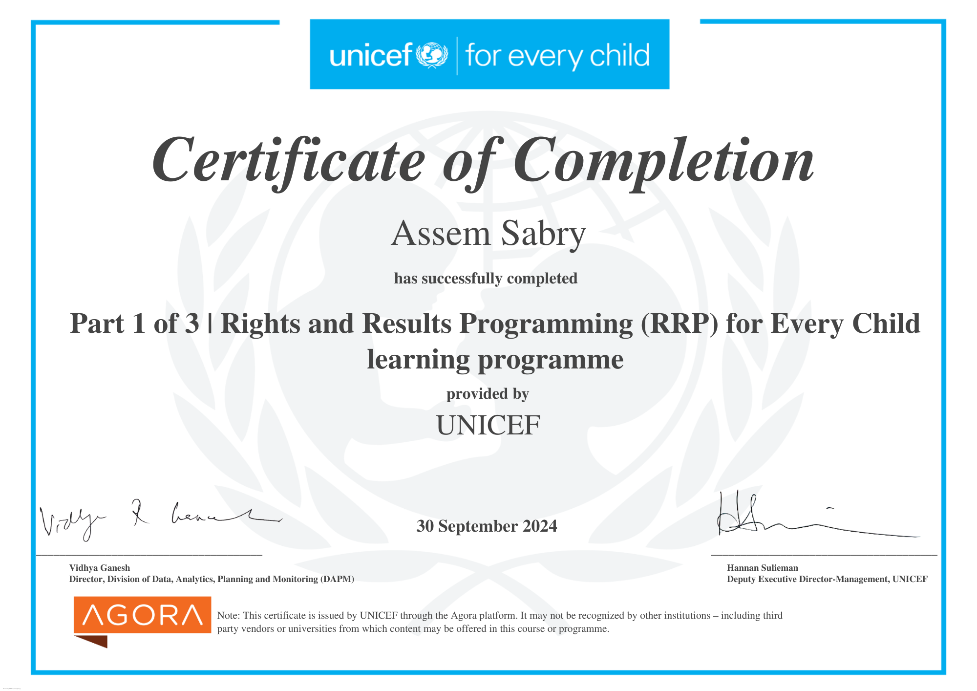 UNICEF - Rights and Results Programming (RRP) for Every Child
